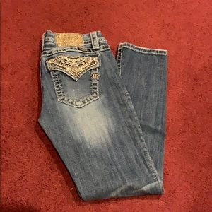 Miss Me Light Blue Jeans With Gold Sparkles